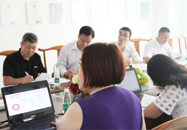 米兰milan创始人龙平芳女士向上市办领导介绍了米兰milan